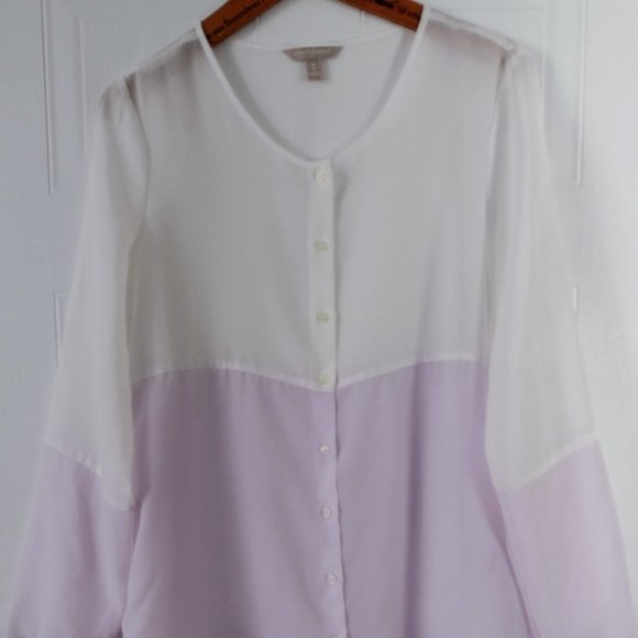 Banana Republic Tops - Banana Republic White and Lavender Sheer Blouse
